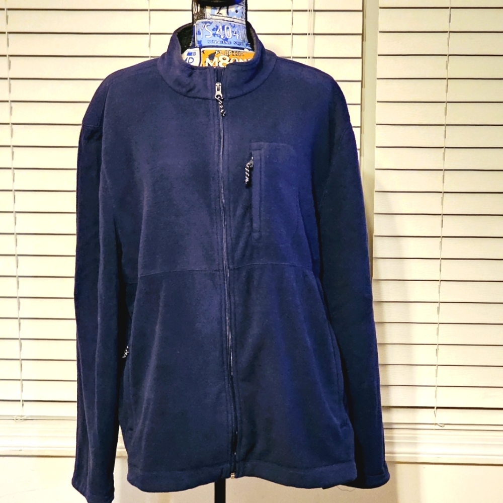 Saddlebred Mens Navy Blue Full Zip Fleece 100% Polyester Jacket Size XL
